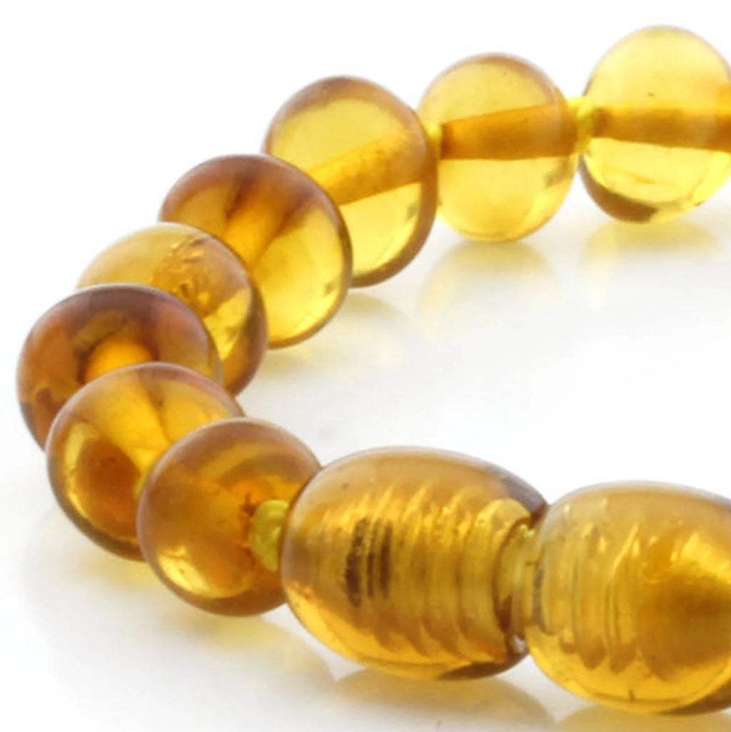 Baltic Amber Teething Bracelet. Baroque Light Cognac 5mm - BA82