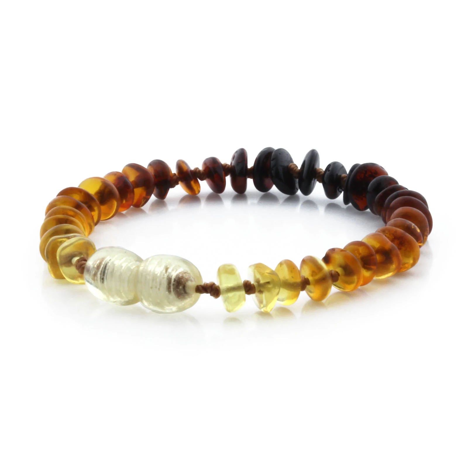 Baltic Amber Teething Bracelet. Roundel Rainbow 5mm - RO75