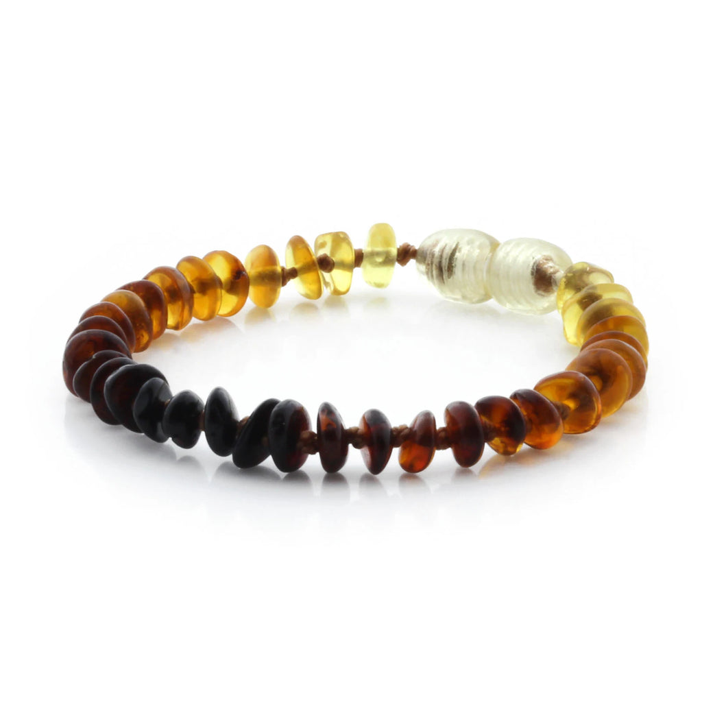 Baltic Amber Teething Bracelet. Roundel Rainbow 5mm - RO75