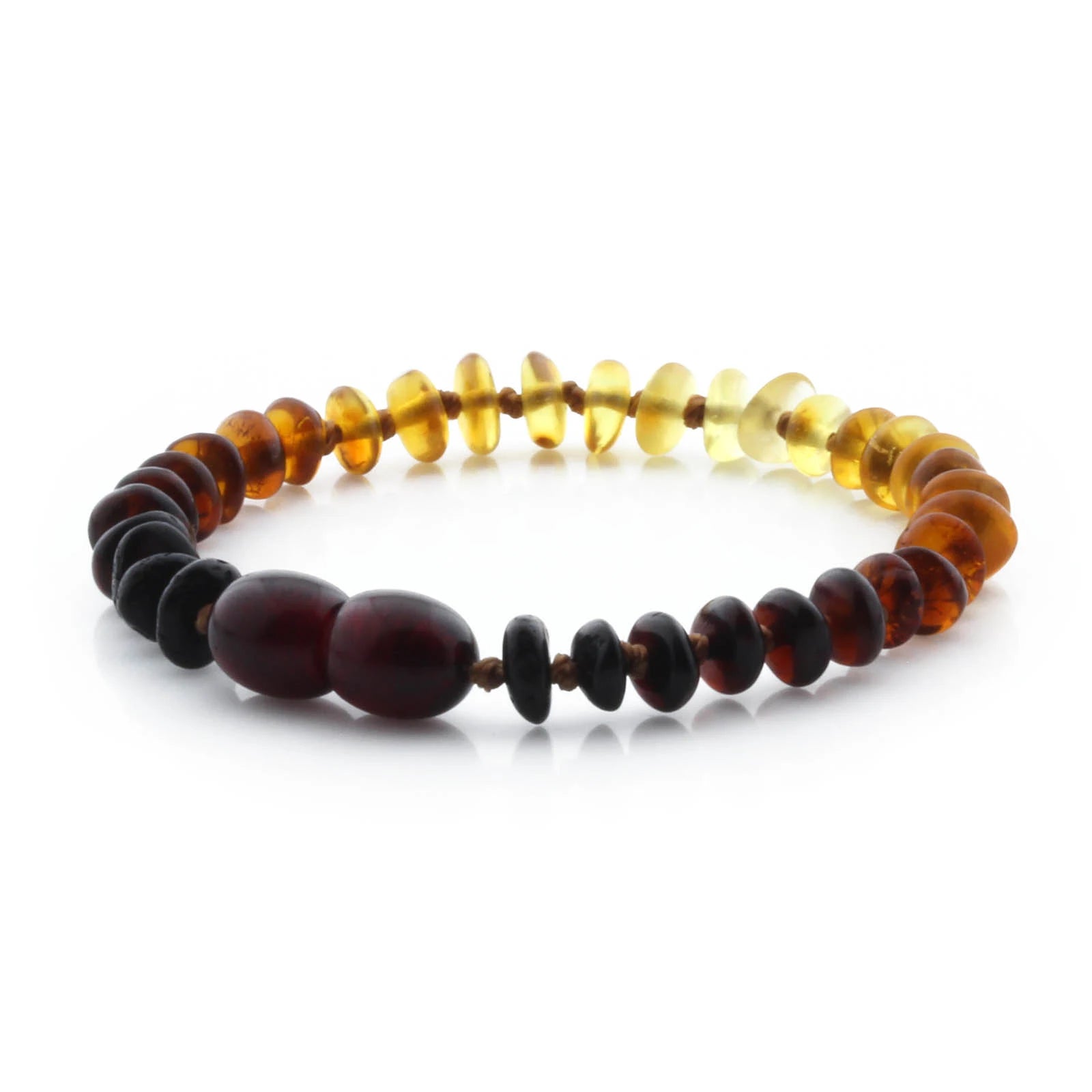 Baltic Amber Teething Bracelet. Roundel Rainbow 5mm - RO74