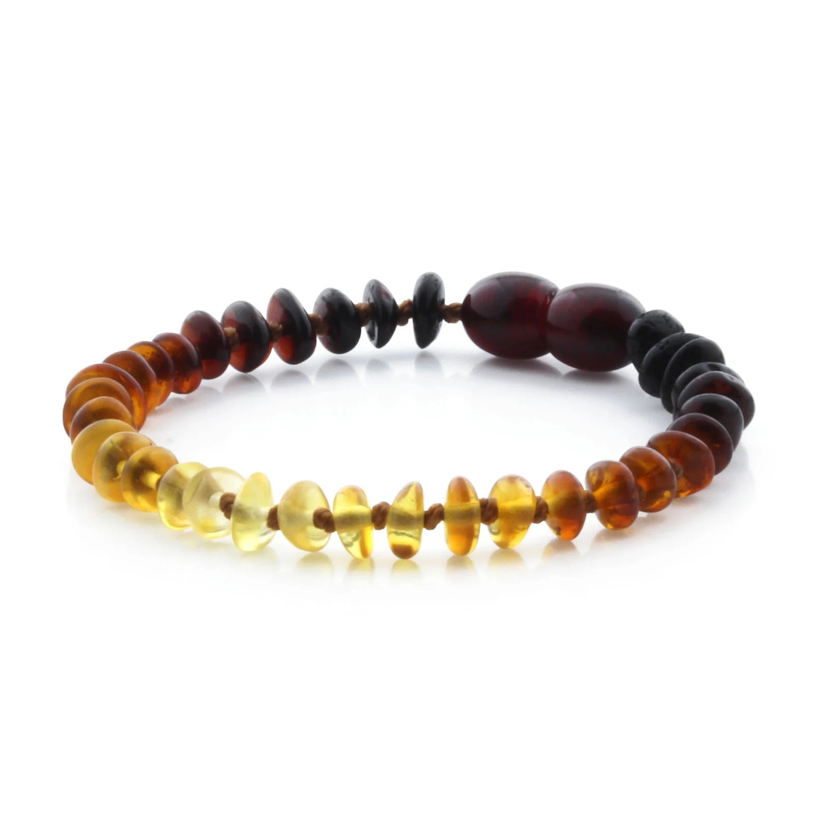 Baltic Amber Teething Bracelet. Roundel Rainbow 5mm - RO74