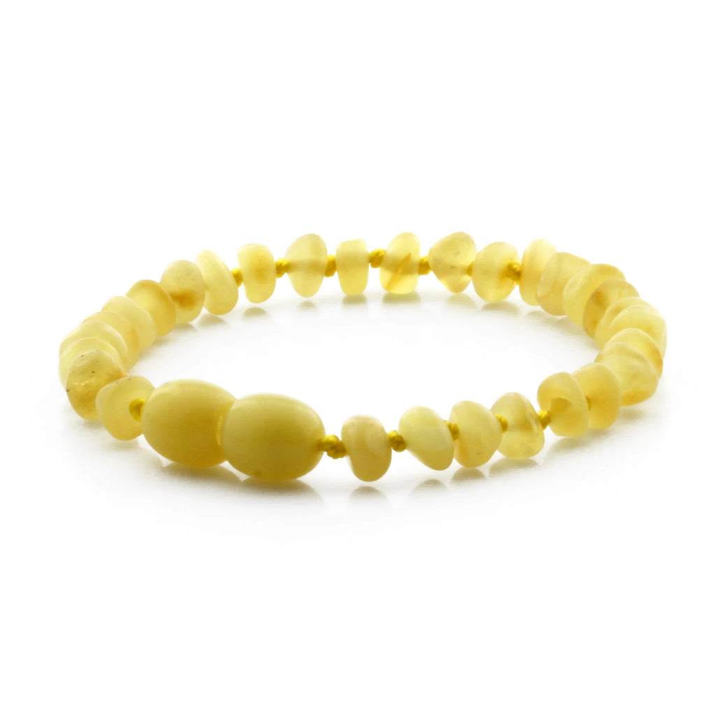 Baltic Amber Teething Bracelet. Roundel Milky Orange 5mm - RO49