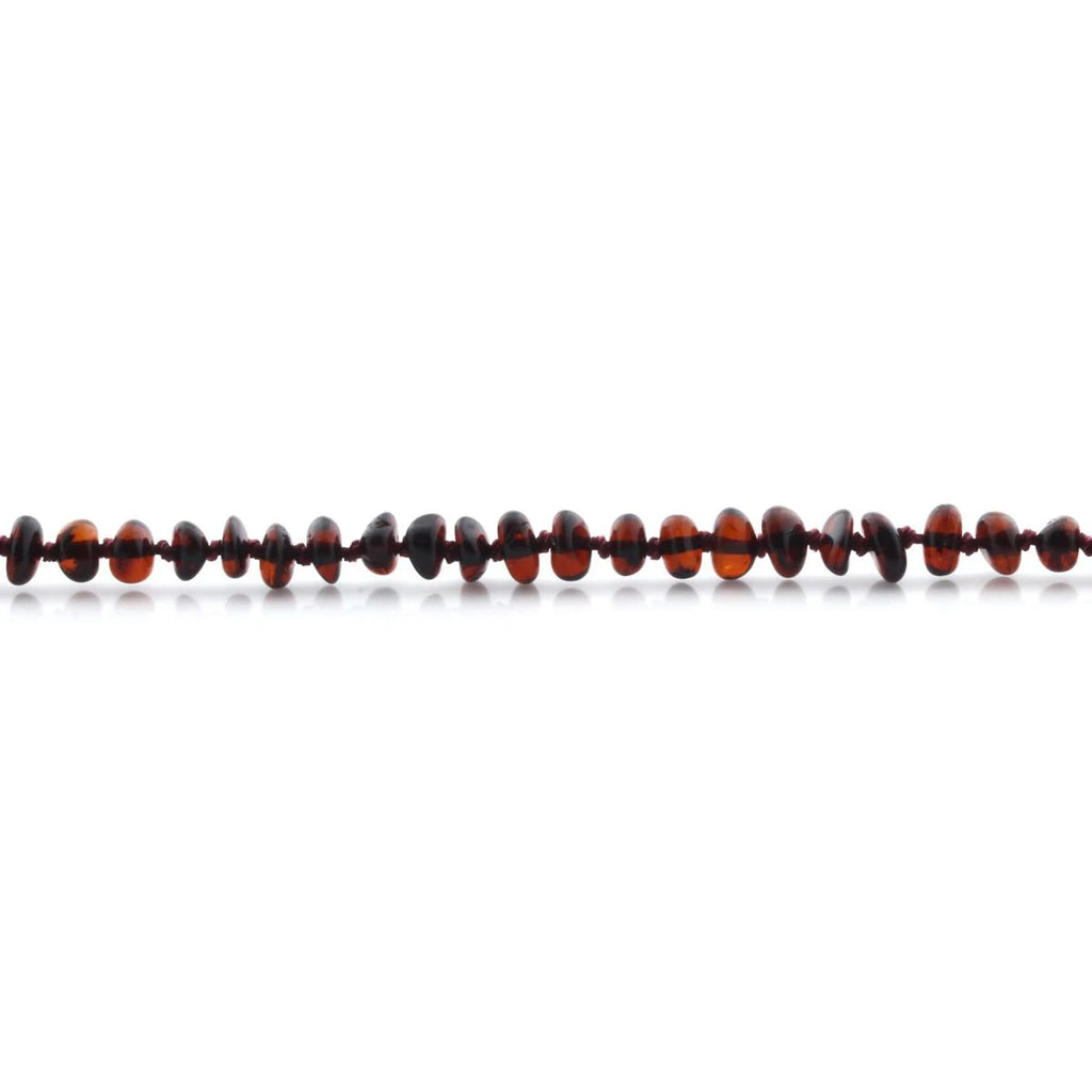 Baltic Amber Teething Necklace. Roundel Dark Cognac 5mm - RO5