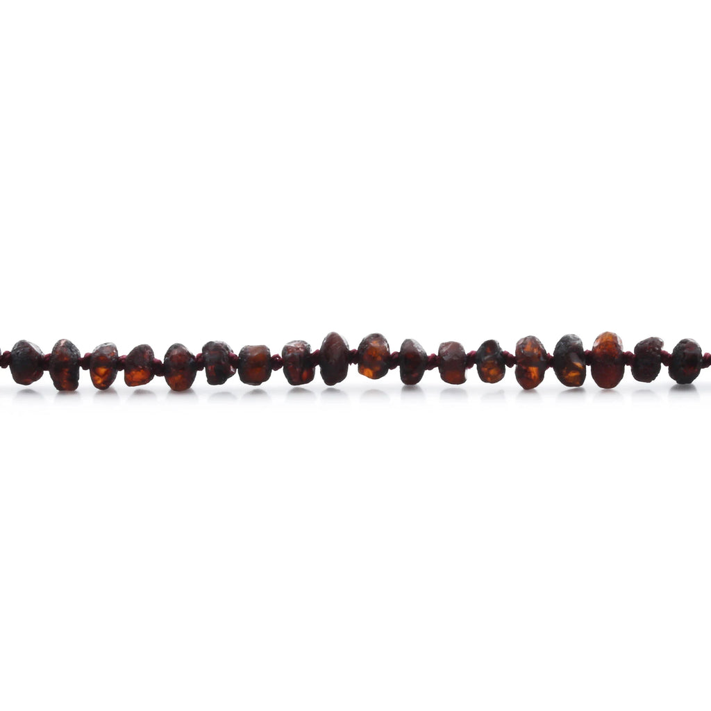 Baltic Amber Teething Bracelet. Roundel Dark Cognac 5mm - RO39