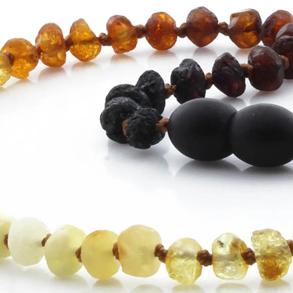 Baltic Amber Teething Necklace. Roundel Rainbow 5mm - RO18