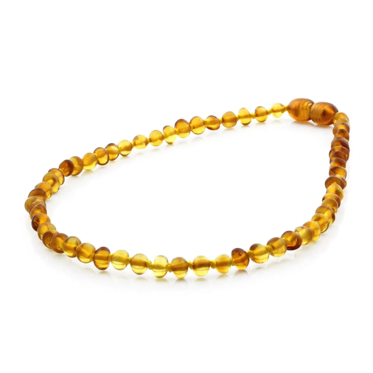 Baltic Amber Teething Necklace. Baroque Light Cognac 4mm - BA55