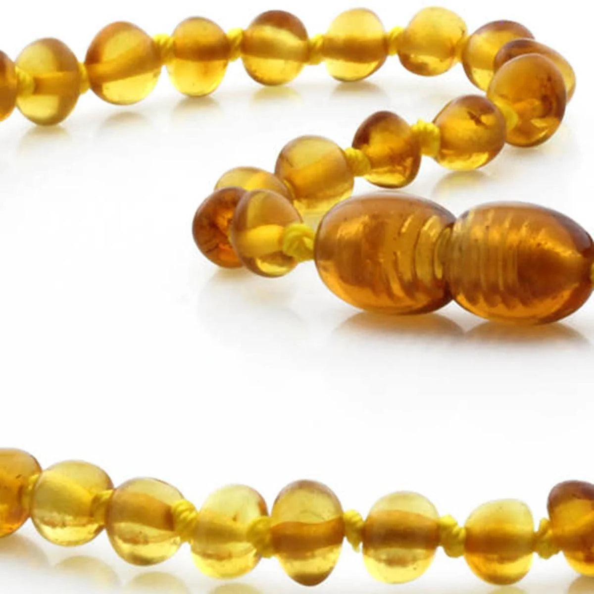 Baltic Amber Teething Necklace. Baroque Light Cognac 4mm - BA55