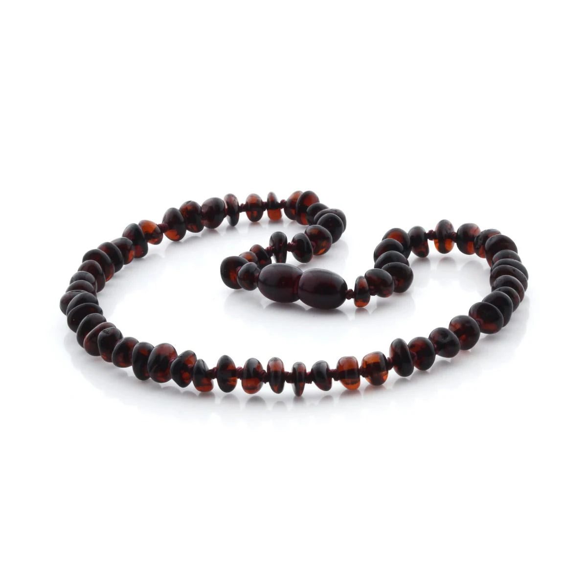 Baltic Amber Teething Necklace. Roundel Dark Cognac 5mm - RO5