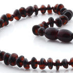 Baltic Amber Teething Necklace. Roundel Dark Cognac 5mm - RO5