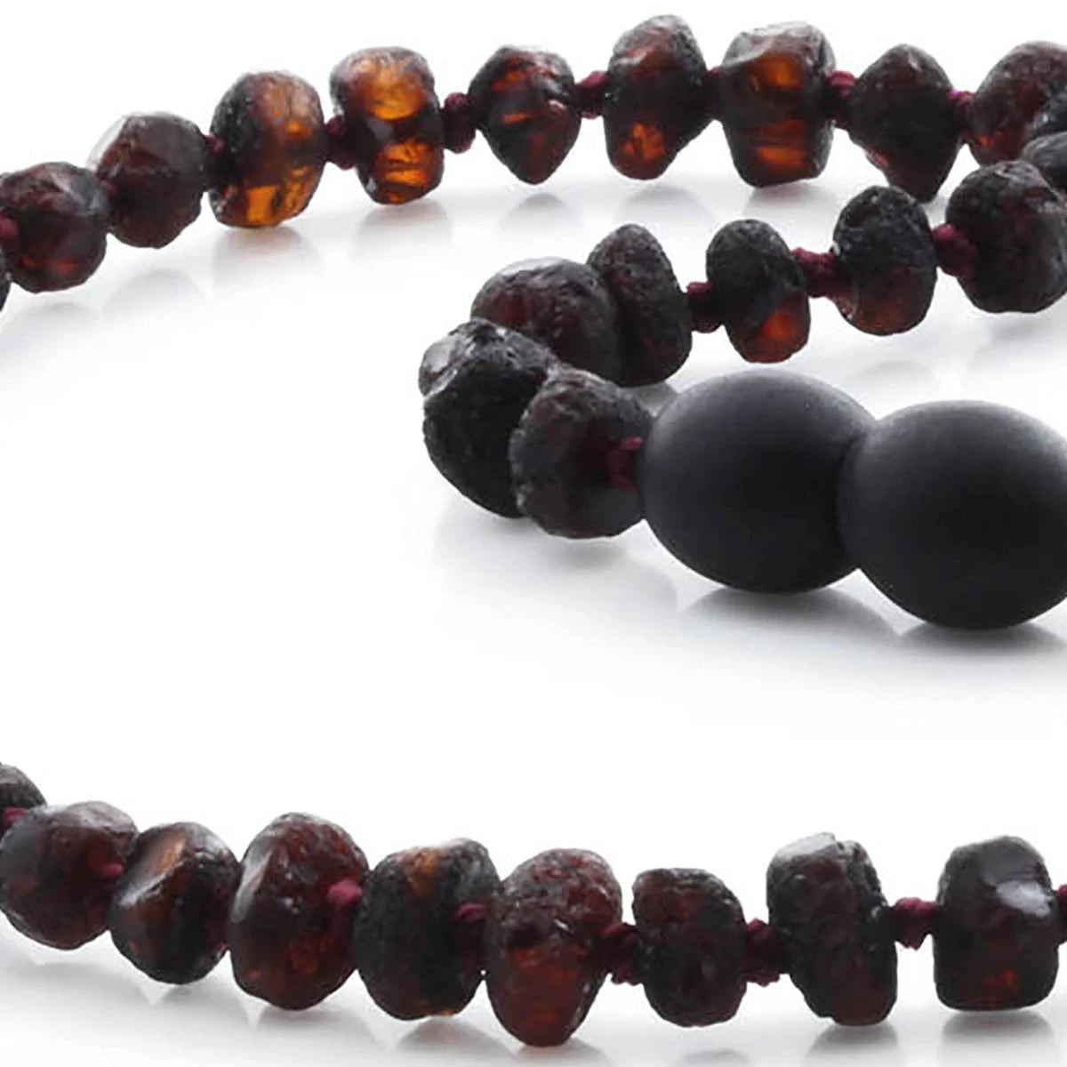 Baltic Amber Teething Necklace. Roundel Dark Cognac 5mm - RO21
