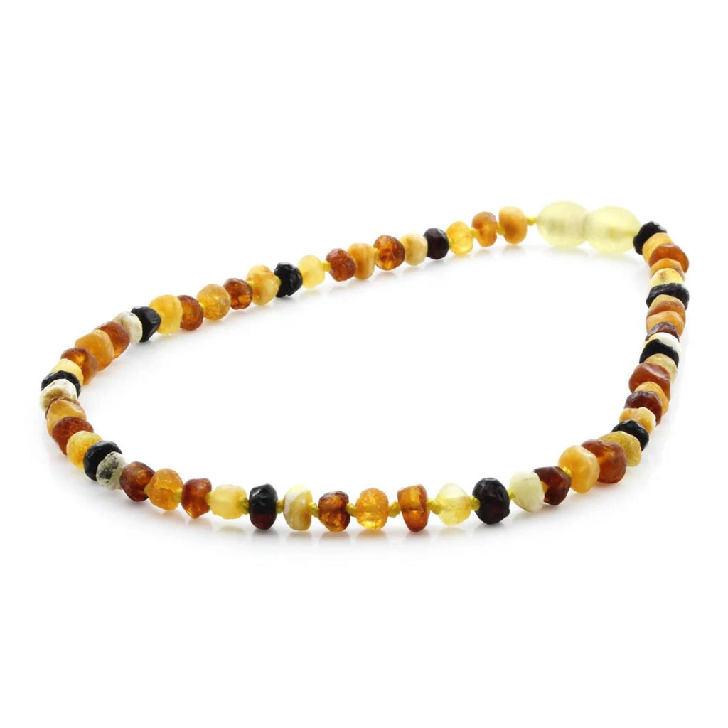 Baltic Amber Teething Necklace. Roundel Multicolour 5mm - RO20
