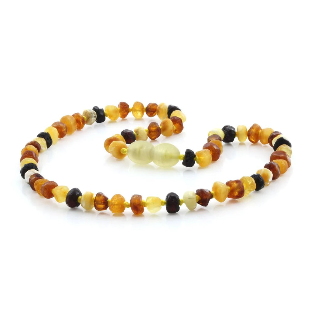 Baltic Amber Teething Necklace. Roundel Multicolour 5mm - RO20