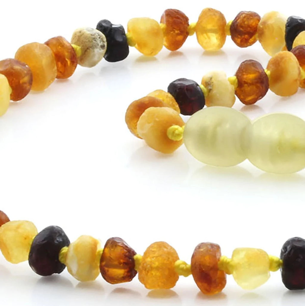 Baltic Amber Teething Necklace. Roundel Multicolour 5mm - RO20
