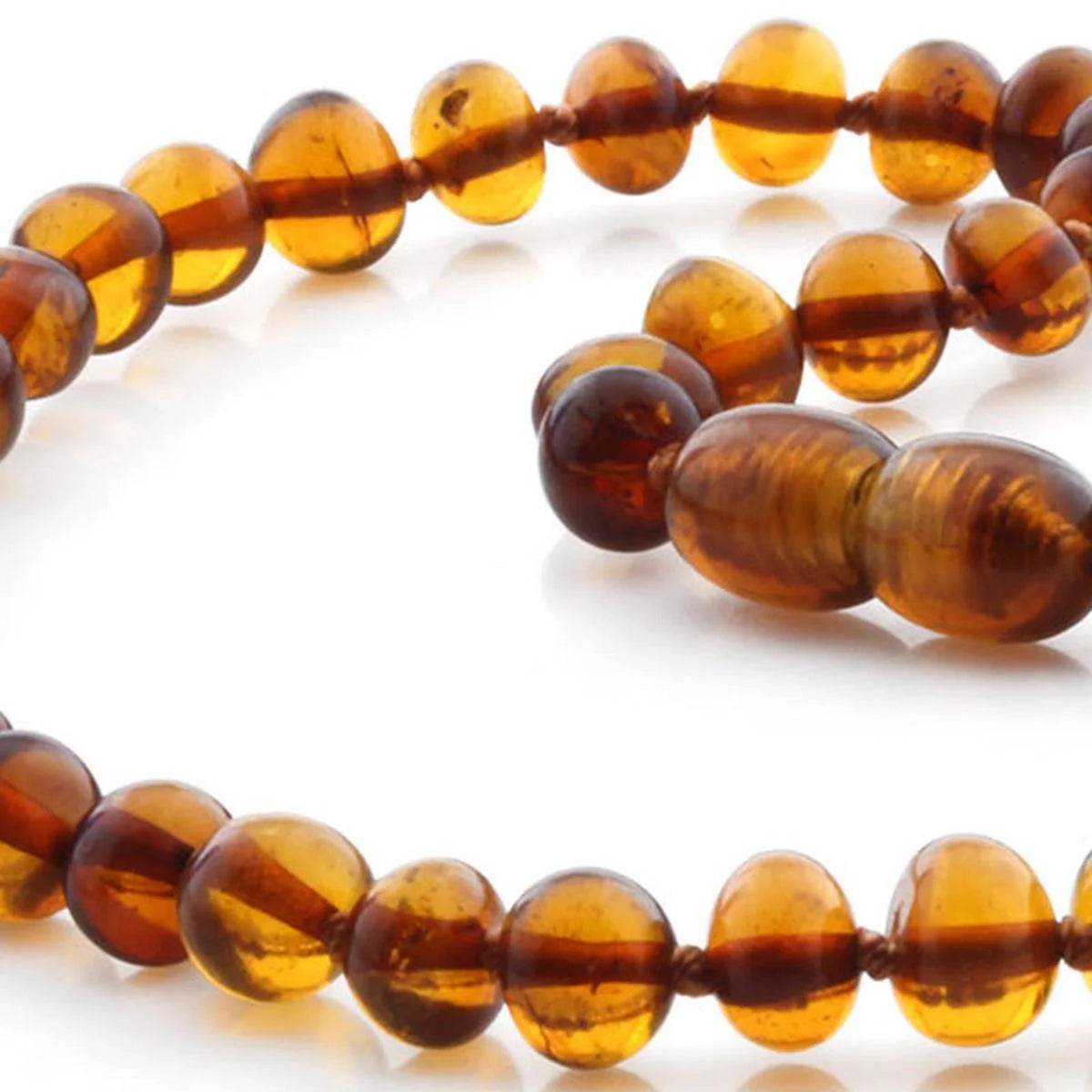 Baltic Amber Teething Necklace. Baroque Cognac 6mm - BA22