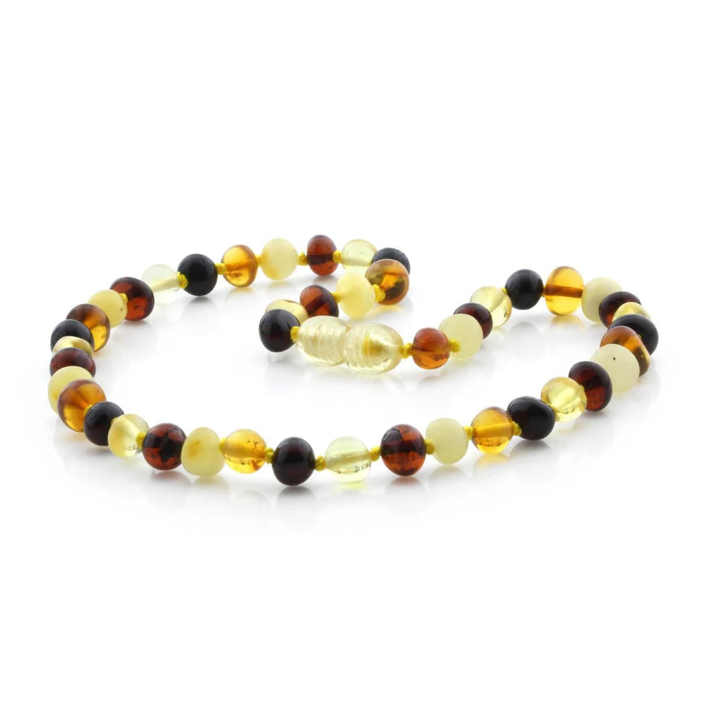Baltic Amber Teething Necklace. Baroque Multicolour 6mm - BA20