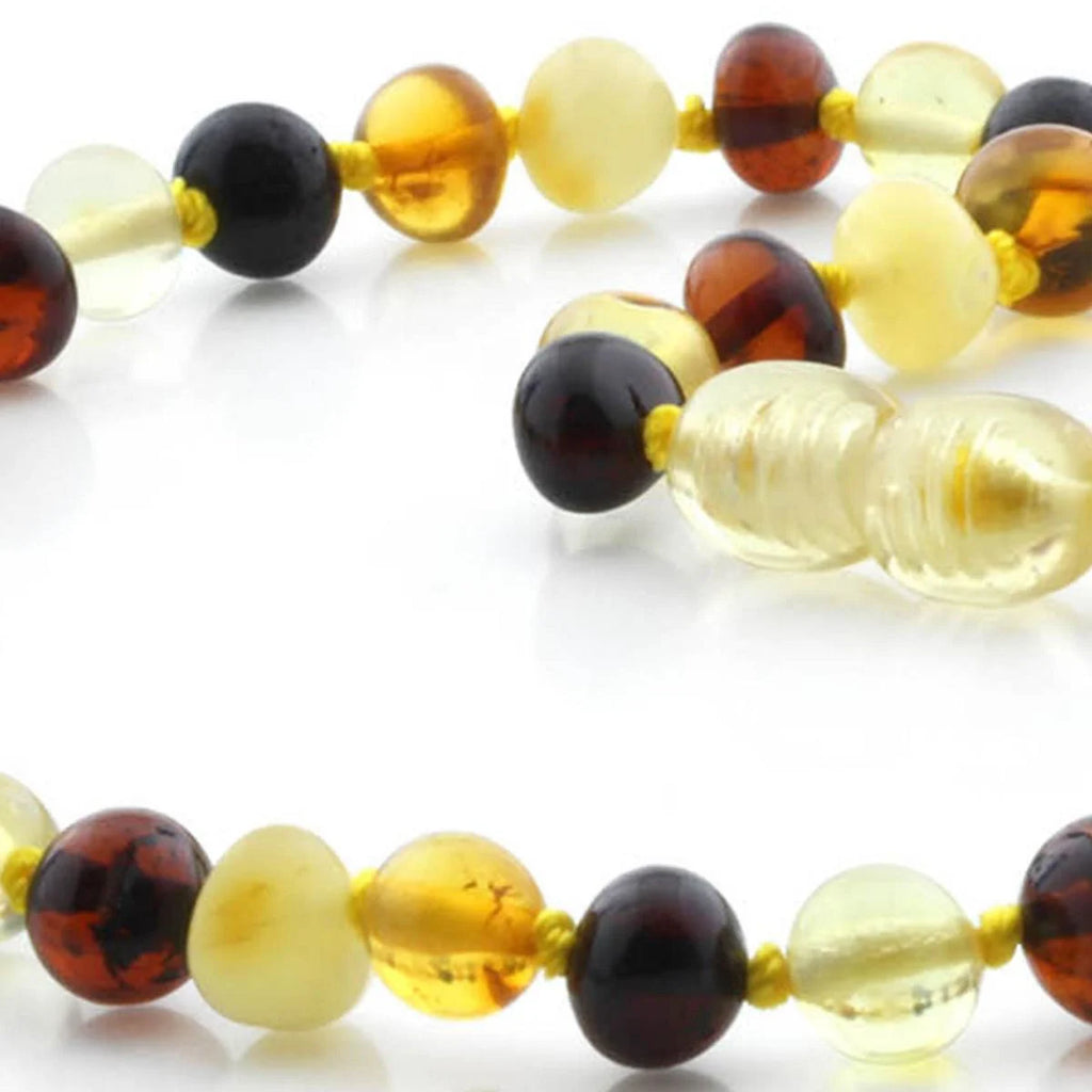 Baltic Amber Teething Necklace. Baroque Multicolour 6mm - BA20