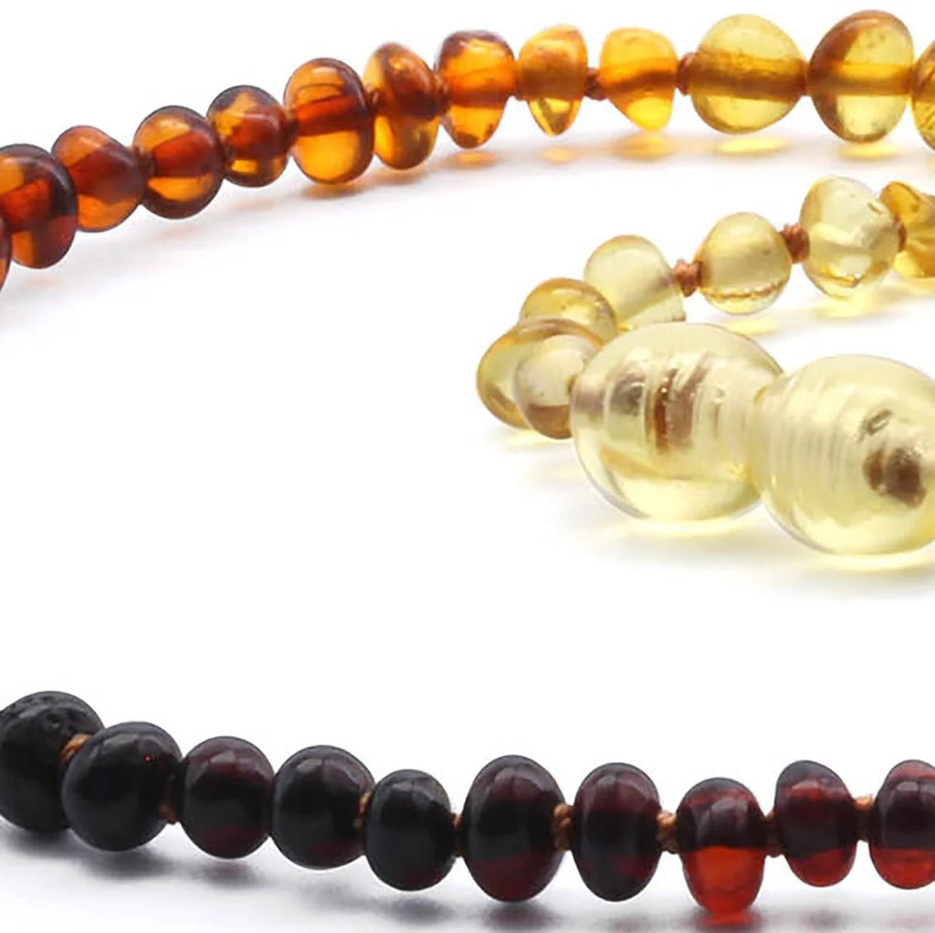 Baltic Amber Teething Necklace. Baroque Rainbow 4mm - BA47