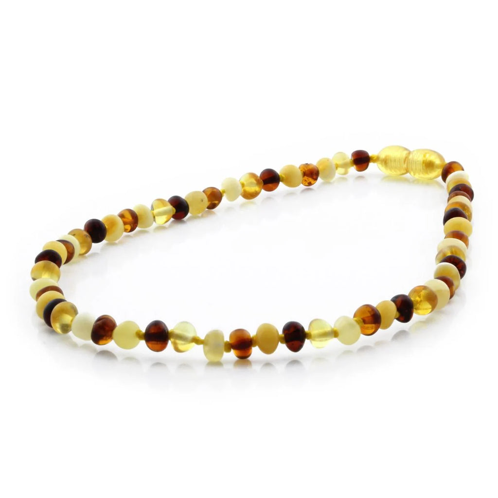 Baltic Amber Teething Necklace. Baroque Multicolour 5mm - BA4