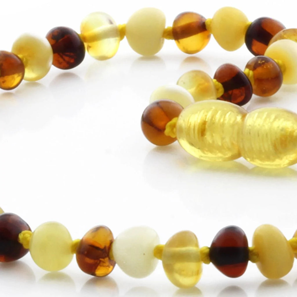 Baltic Amber Teething Necklace. Baroque Multicolour 5mm - BA4