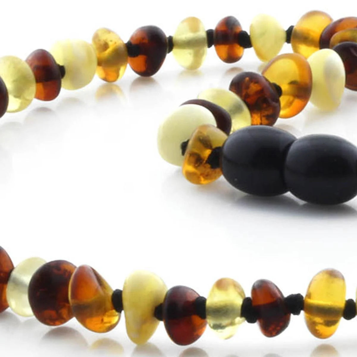 Baltic Amber Teething Necklace. Roundel Multicolour 5mm - RO2