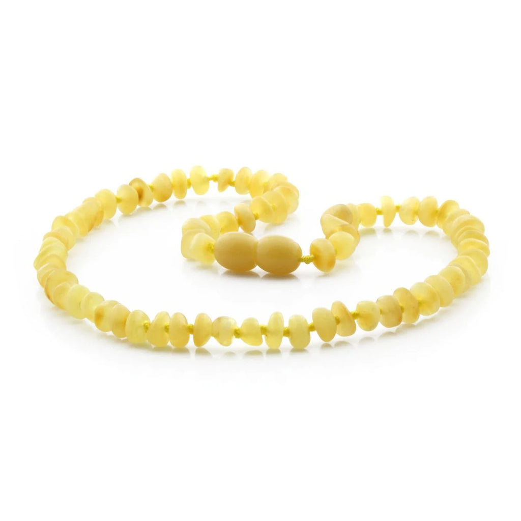 Baltic Amber Teething Necklace. Roundel Milky Orange 5mm - RO50