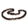 Baltic Amber Teething Necklace. Roundel Dark Cognac 5mm - RO8