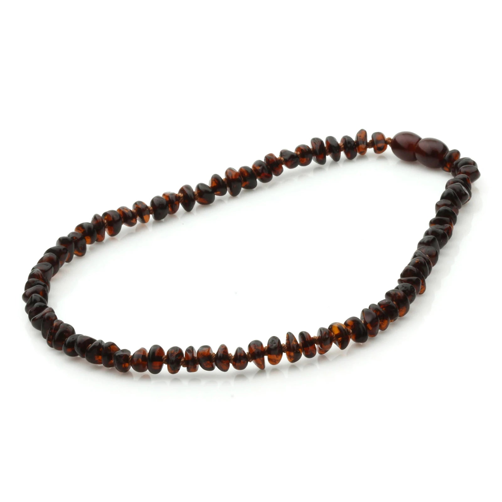 Baltic Amber Teething Necklace. Roundel Dark Cognac 5mm - RO8