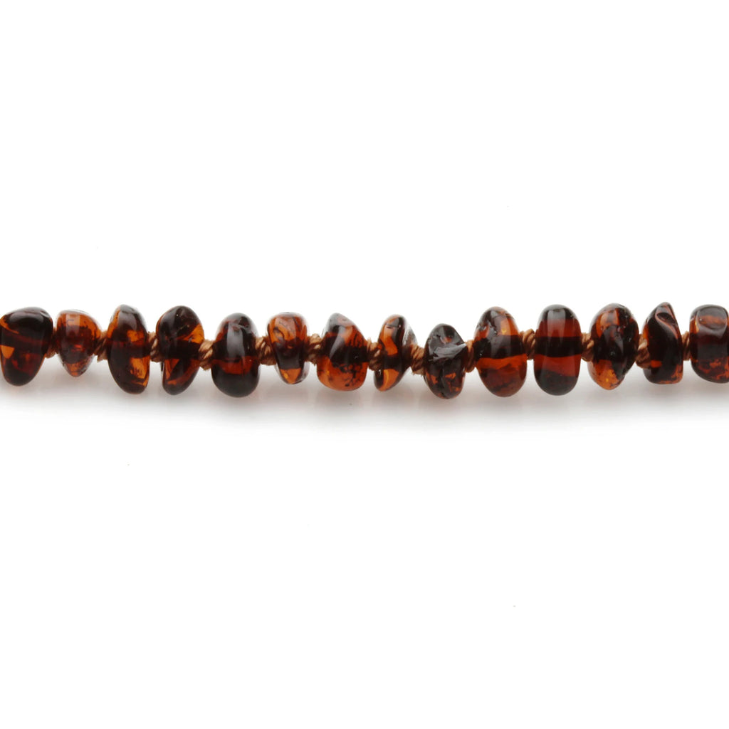 Baltic Amber Teething Necklace. Roundel Dark Cognac 5mm - RO8