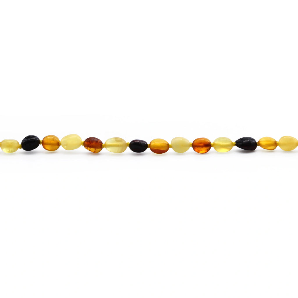 Baltic Amber Teething Necklace. Olive Multicolor Glossy 5mm - OL63