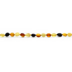 Baltic Amber Teething Necklace. Olive Multicolor Glossy 5mm - OL63