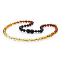 Rainbow and multicolour Baltic amber baroque adult necklace, 43cm
