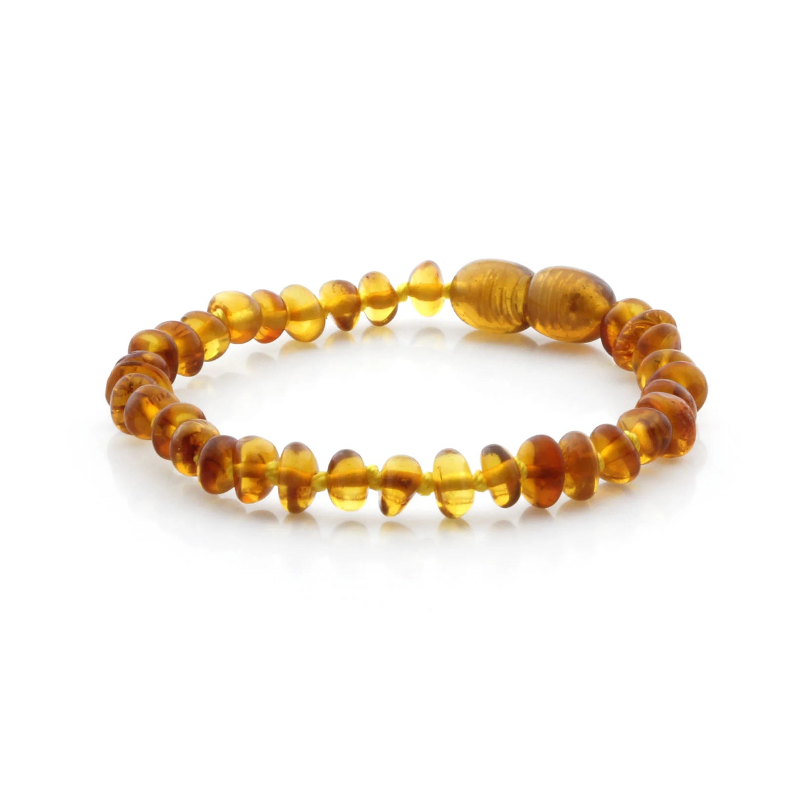Baltic Amber Teething Bracelet. Roundel Light Cognac 5mm - RO25