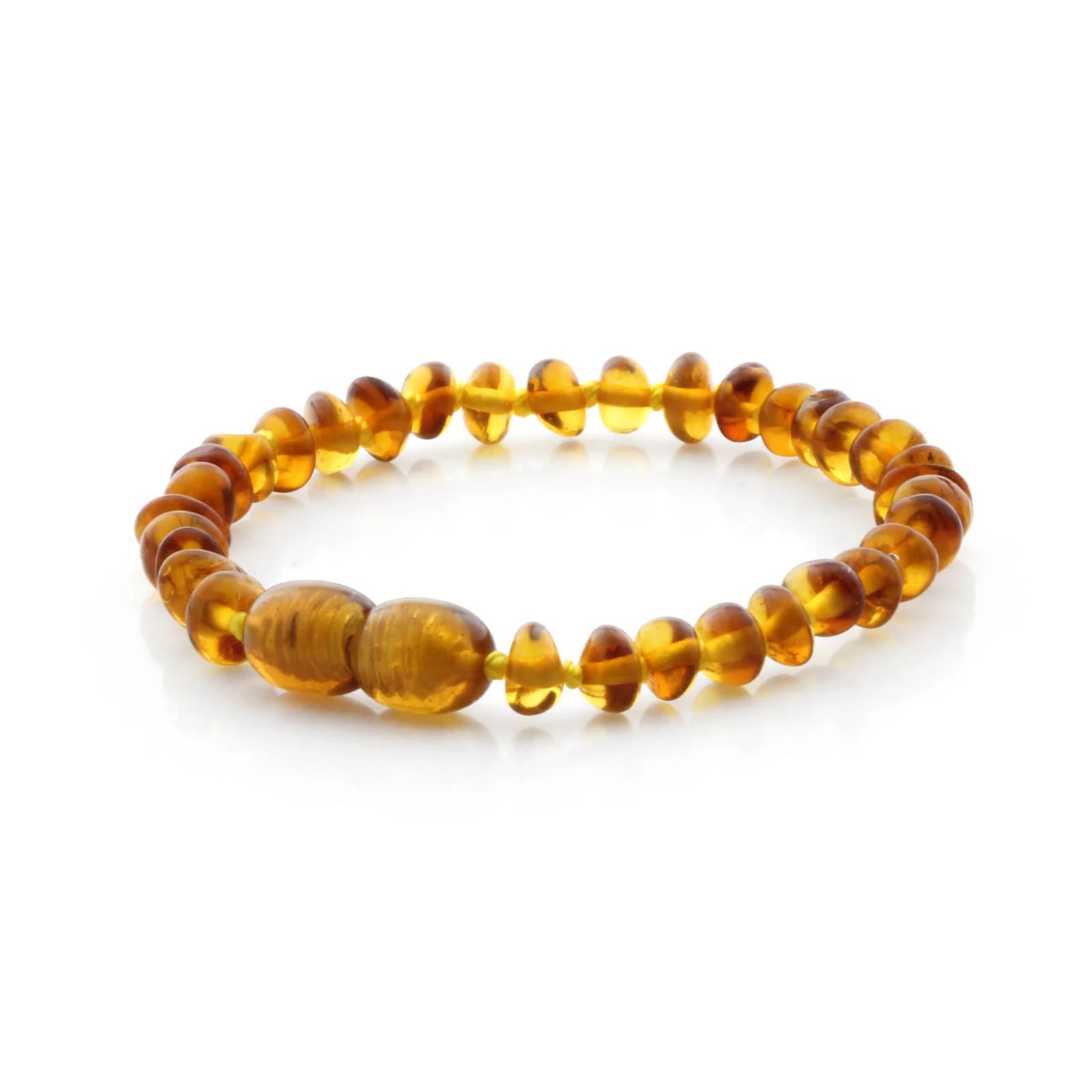 Baltic Amber Teething Bracelet. Roundel Light Cognac 5mm - RO25