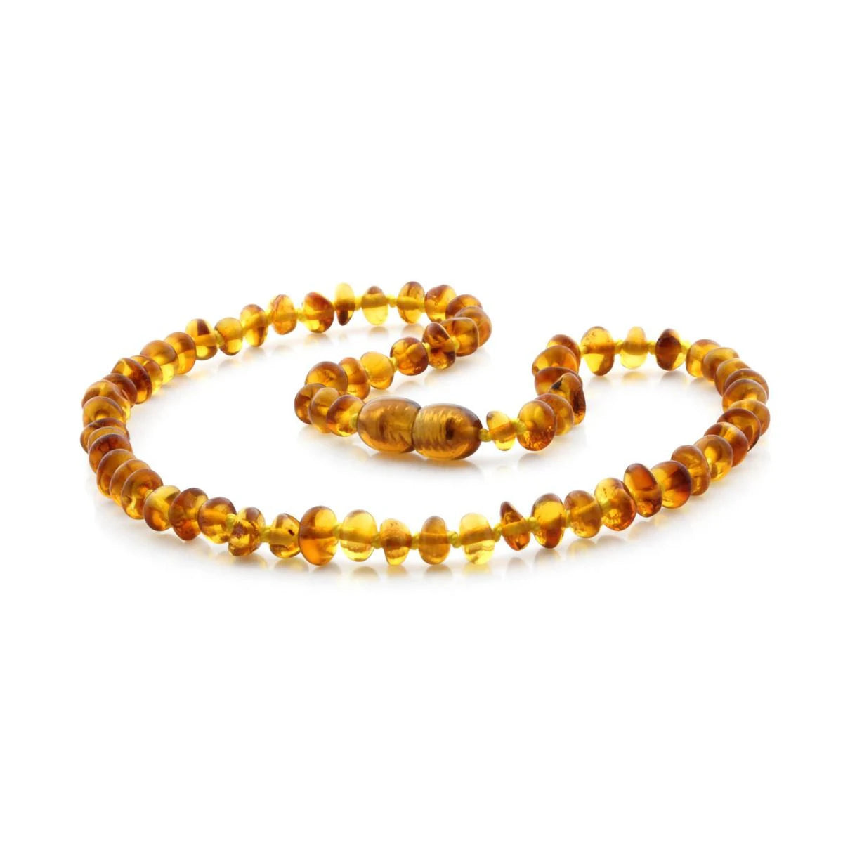 Baltic Amber Teething Necklace. Roundel Light Cognac 5mm - RO4