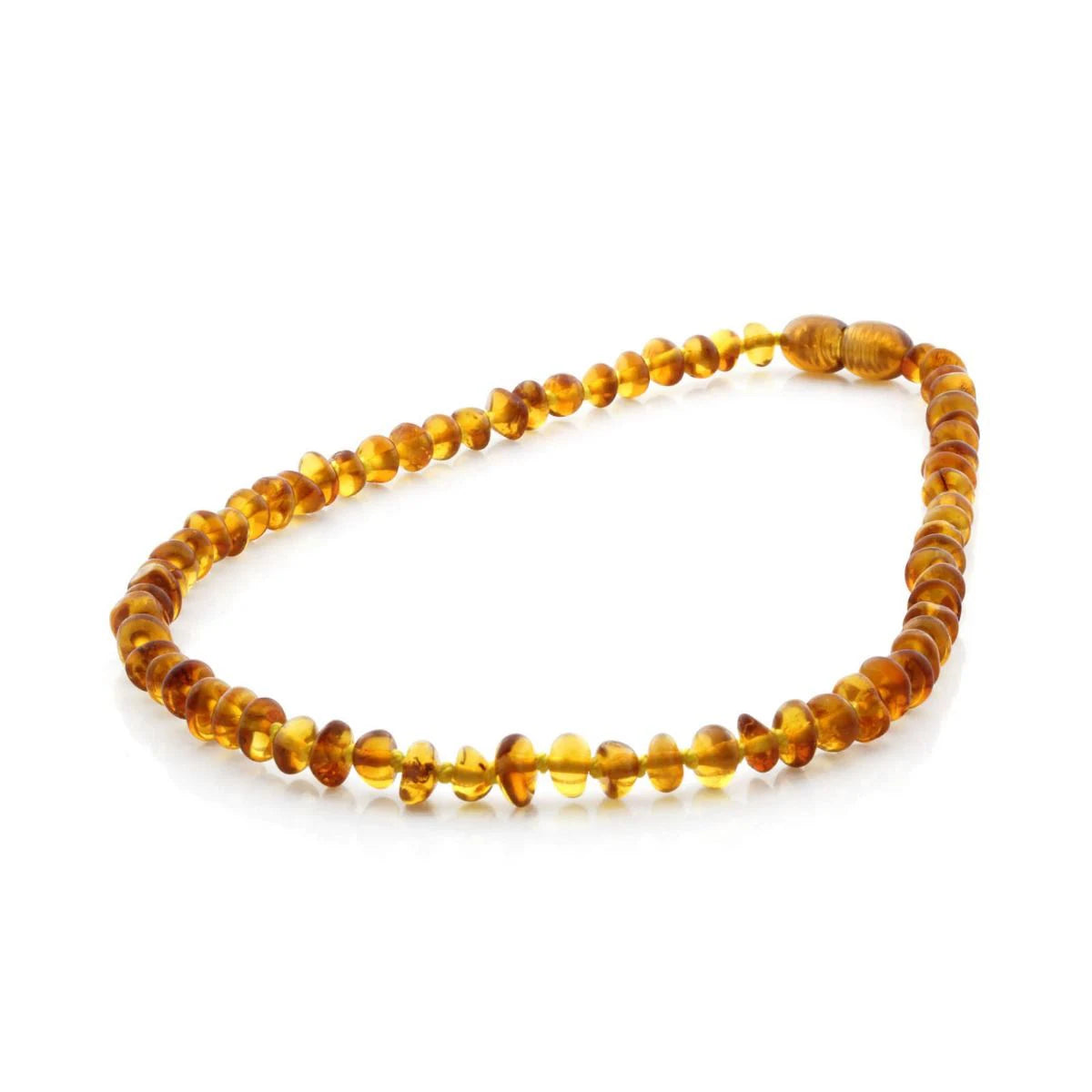 Baltic Amber Teething Necklace. Roundel Light Cognac 5mm - RO4