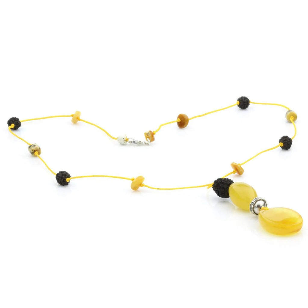 Genuine Baltic Amber & 925 Sterling Silver Necklace With Pendant. NWP35