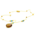 Genuine Baltic Amber Turquoise & 925 Sterling Silver Necklace With Pendant NWP30
