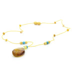Genuine Baltic Amber Turquoise & 925 Sterling Silver Necklace With Pendant NWP30