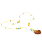 Genuine Baltic Amber Turquoise & 925 Sterling Silver Necklace With Pendant NWP20