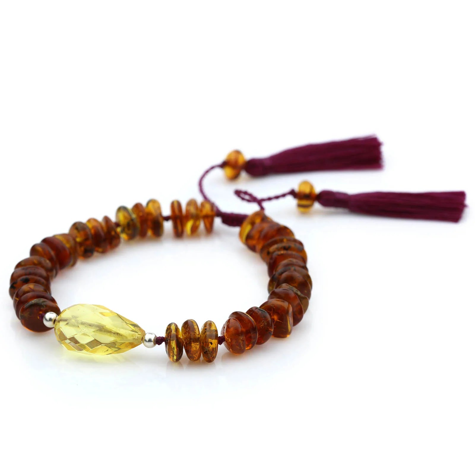 NATURAL BALTIC AMBER TASSEL BRACELET for Adult. TSL28