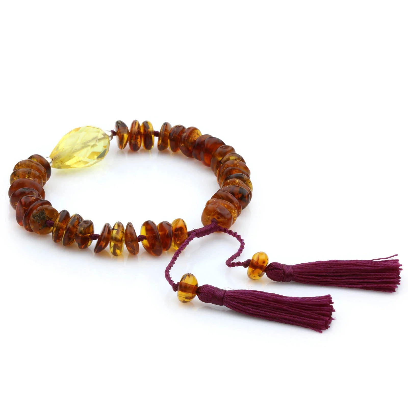 NATURAL BALTIC AMBER TASSEL BRACELET for Adult. TSL28