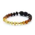Baltic Amber Teething Bracelet. Roundel Rainbow 5mm - RO37