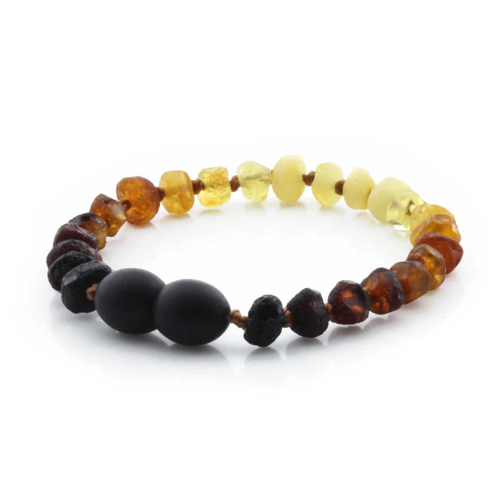 Baltic Amber Teething Bracelet. Roundel Rainbow 5mm - RO37