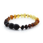 Baltic Amber Teething Bracelet. Roundel Rainbow 5mm - RO37