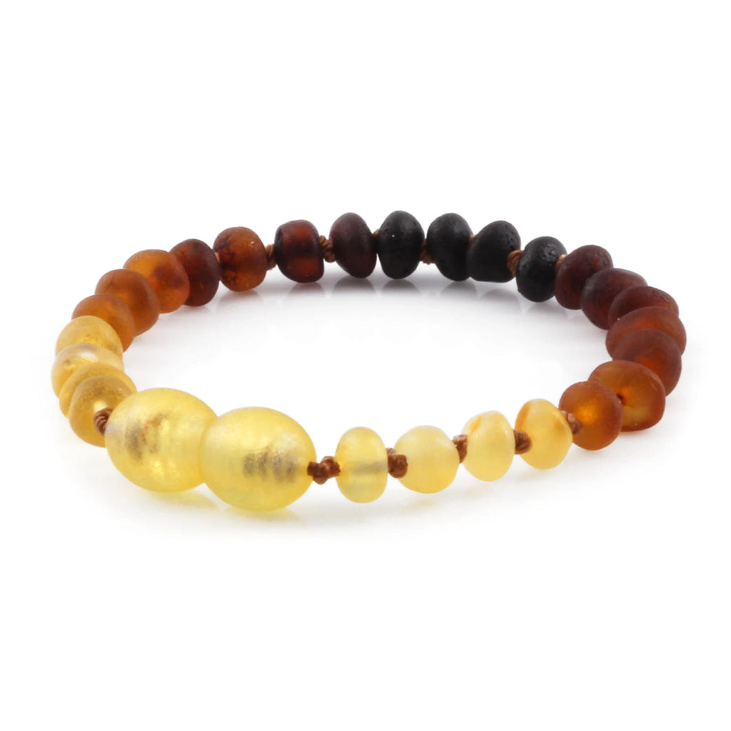Baltic Amber Teething Bracelet. Roundel Rainbow 5mm - RO47