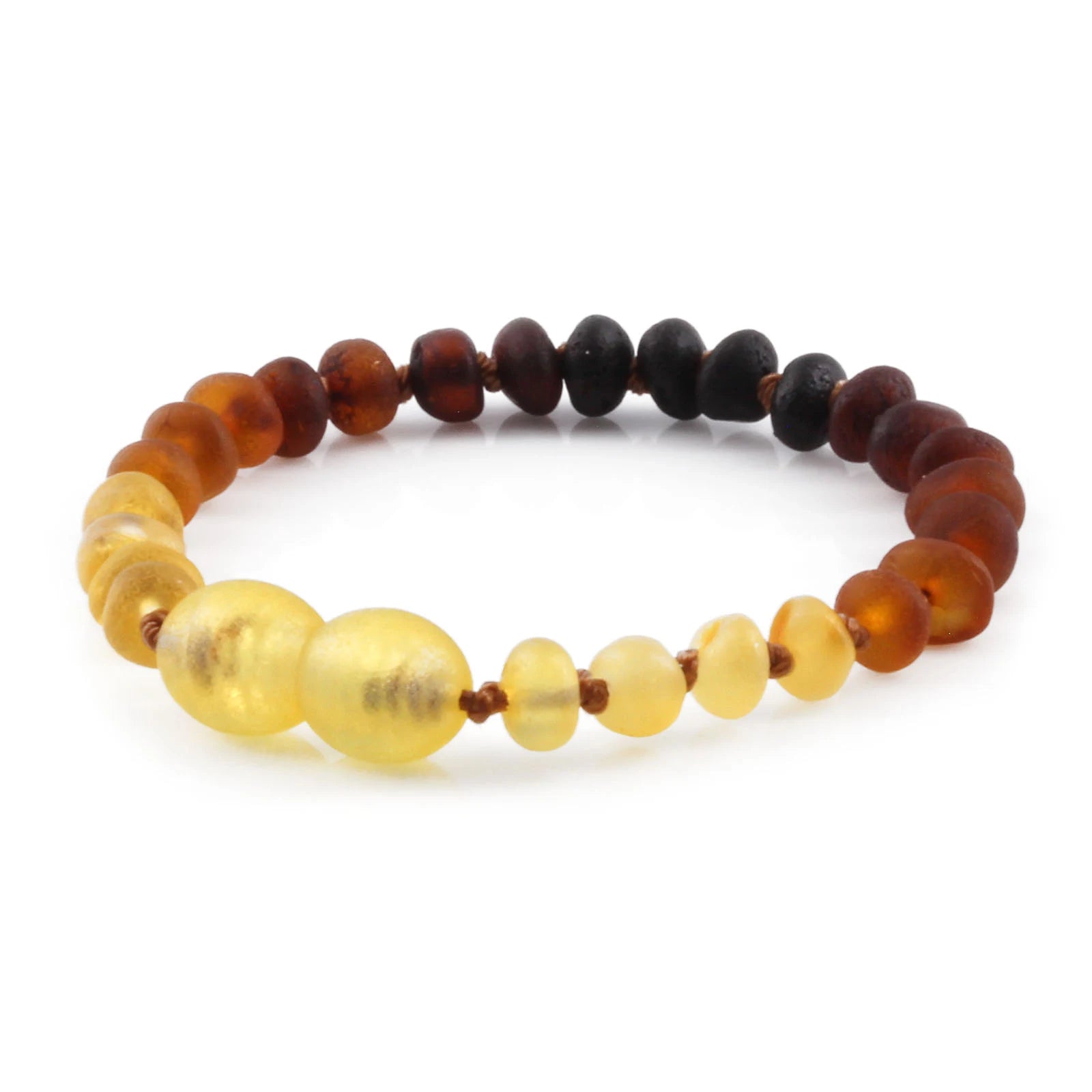 Baltic Amber Teething Bracelet. Roundel Rainbow 5mm - RO47