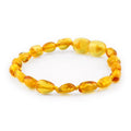 Baltic Amber Teething Bracelet. Olive Light Cognac Glossy 5mm - OL24