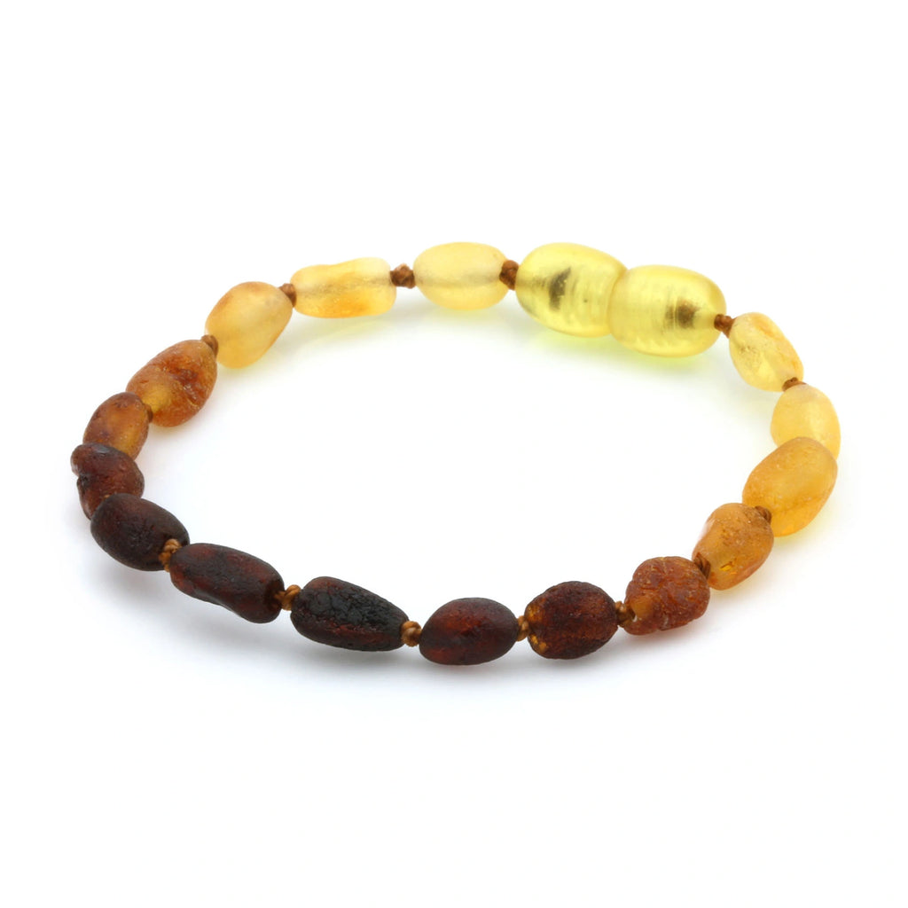Baltic Amber Teething Bracelet. Olive Rainbow Rough 5mm - OL25