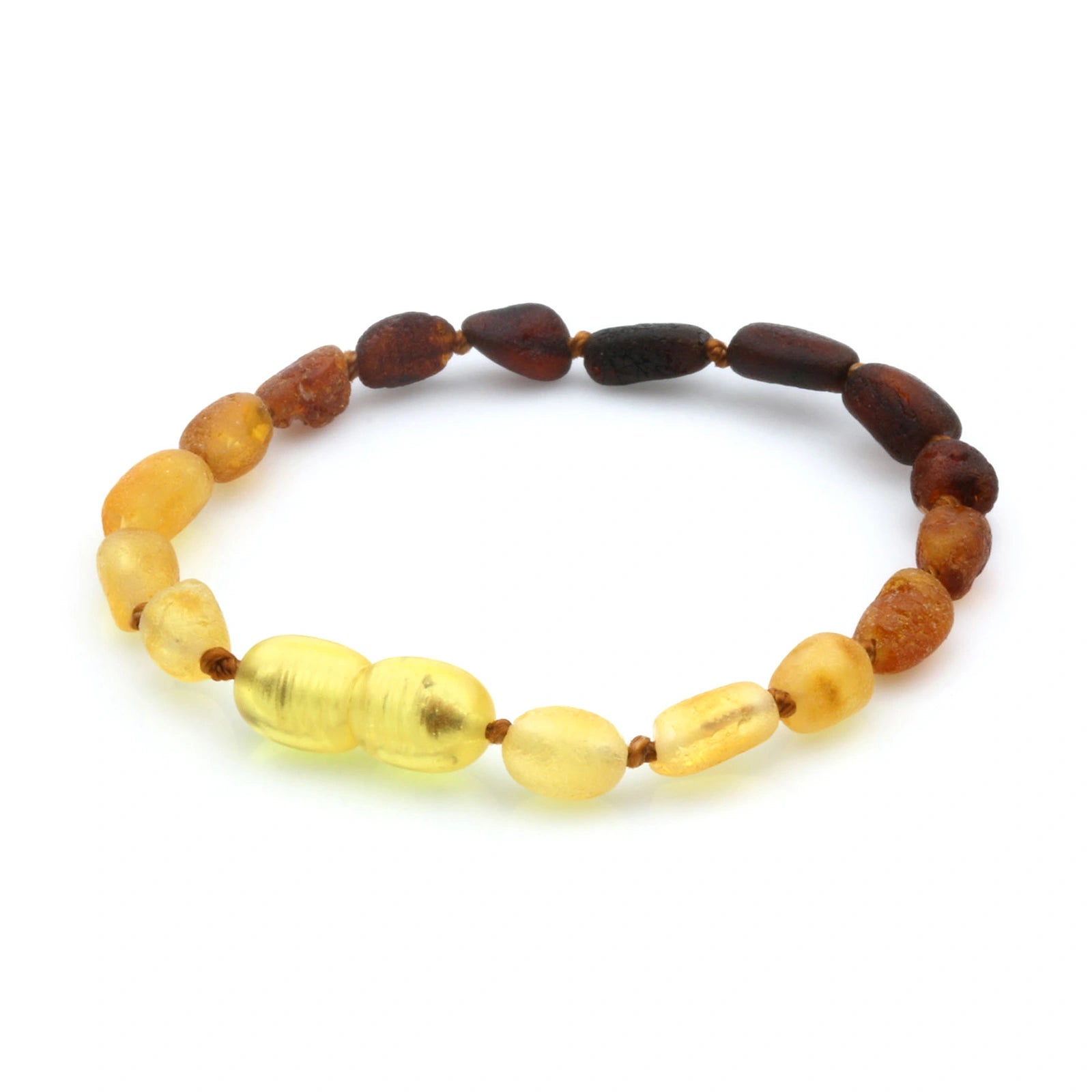 Baltic Amber Teething Bracelet. Olive Rainbow Rough 5mm - OL25