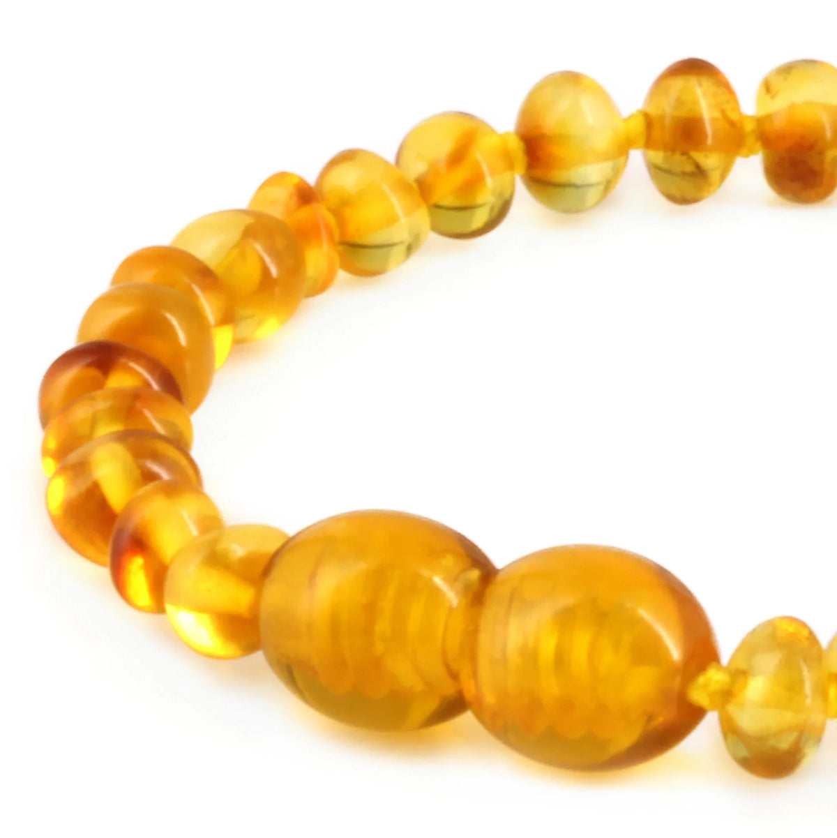 Baltic Amber Teething Bracelet. Baroque Light Cognac 4mm - XB43LC